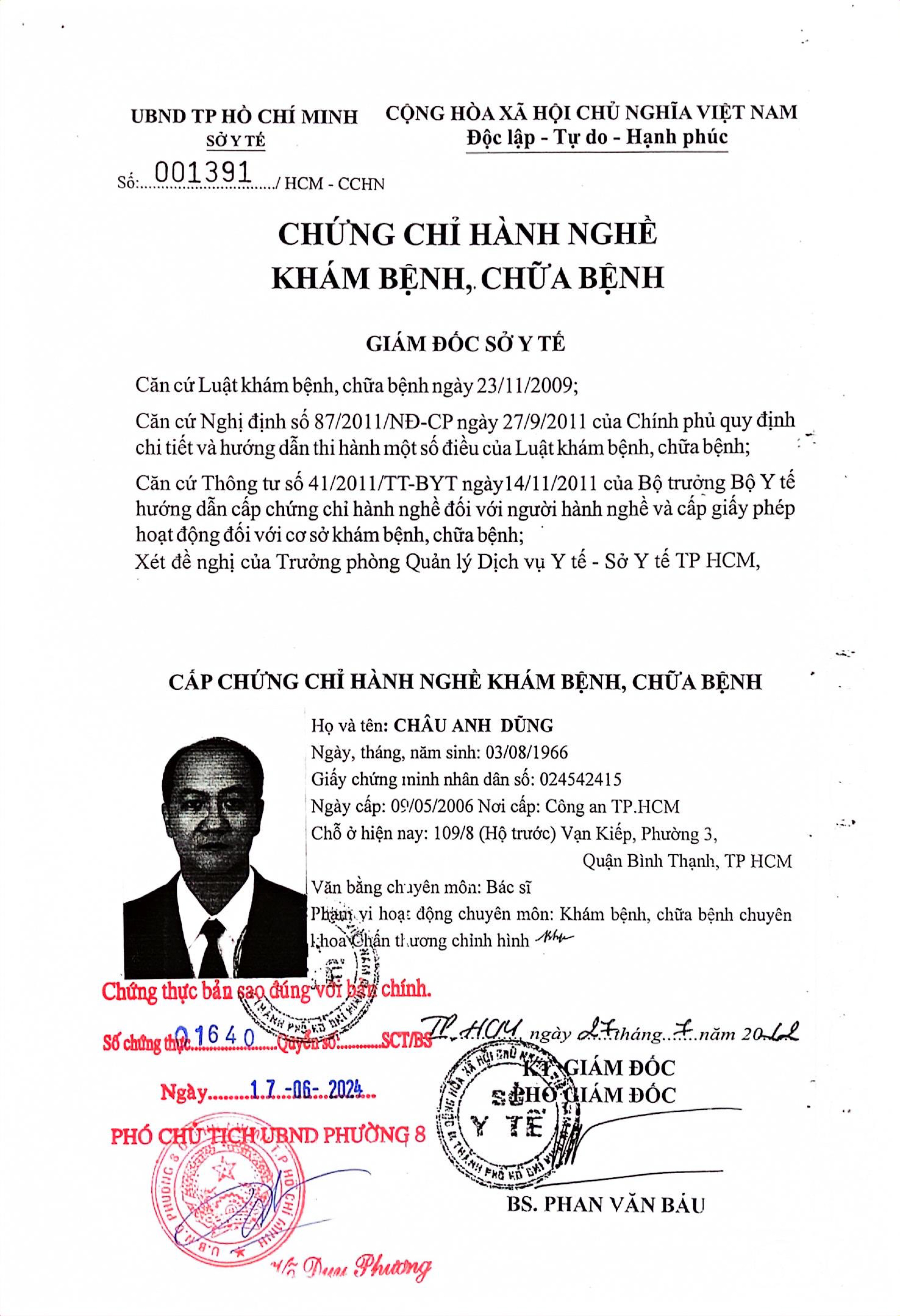 Chứng chỉ hành nghề